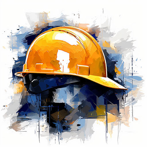 Hard hat illustration in Impressionistic Art style, on white background