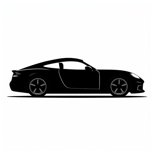 Minimalist style car silhouette on white background