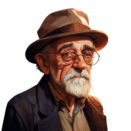Grandfather clipart in the style of Chiaroscuro Art, on a white background