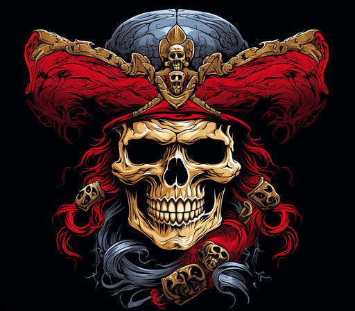 Pirate skull with black and white hat