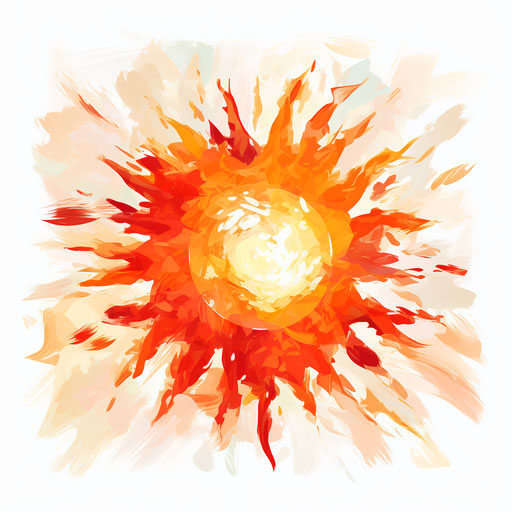 Sun clipart in the style of Impressionistic Art, on a white background