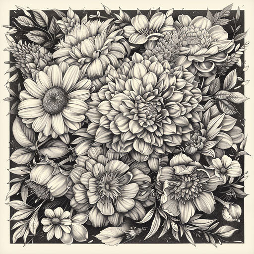 Enchanting garden with eleven tattoo sketch