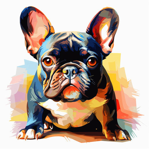 French bulldog clipart in the style of Oil painting, on a white background