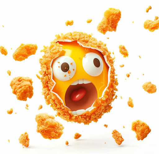 Broken egg with fried chicken floating around - Surprise!