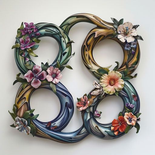 Infinity symbols with floral accents, David Palumbo style
