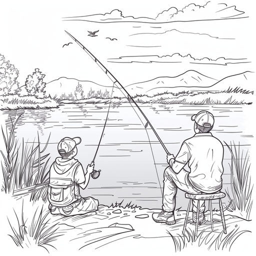 Fishing with child by the lake