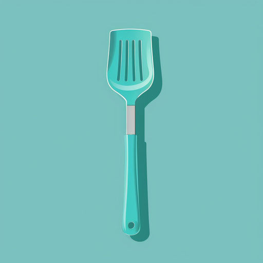 Realistic spatula clipart on turquoise background