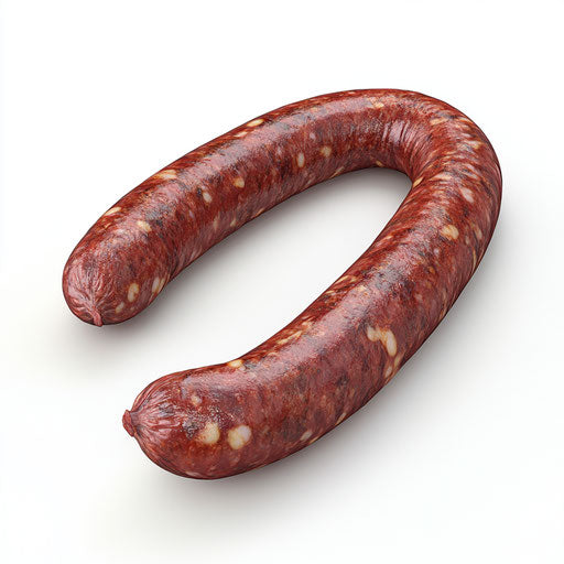 3D Sausage in Photorealistic Style on Flat White Background, Isolated Clipart