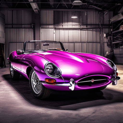 Bright purple jaguar e type car