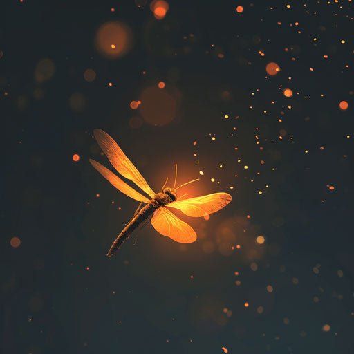 Realistic firefly illustration on random flat background