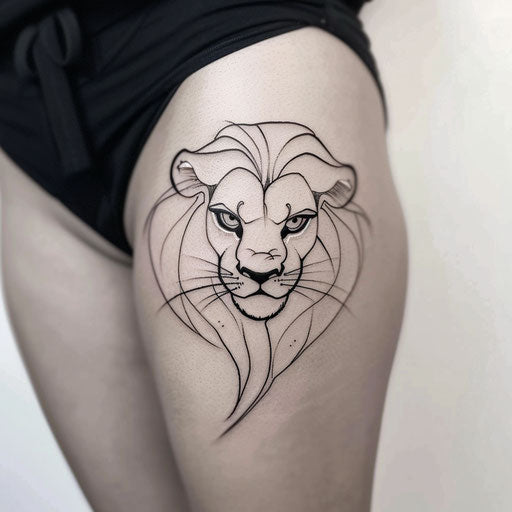 Contemporary tattoo sketch of a hakuna matata symbol with a minimalist aesthetic and bold outlines