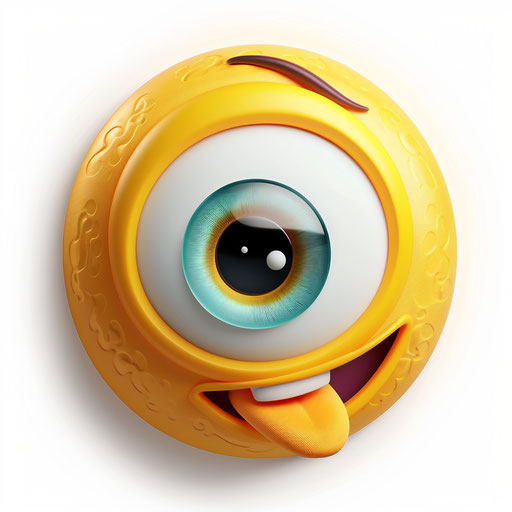 Winking eye with open mouth