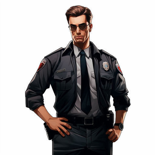 Security guard artwork in the style of Chiaroscuro Art