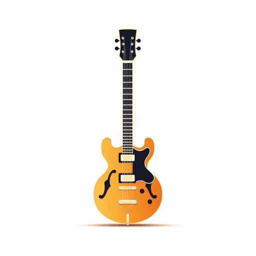 Minimalist electric guitar on white background