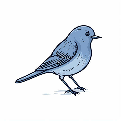 Blue bird in Minimalist style on white background