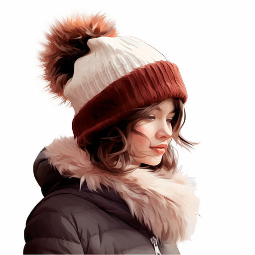 Winter hat clipart in the style of Chiaroscuro Art, on a white background