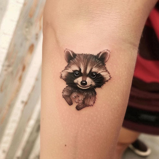 Adorable small tattoos in the style of Steve Sack with funny animals