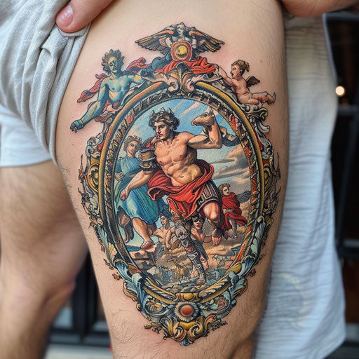 Roman mythology in vibrant colors on white background