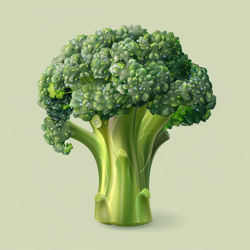 Broccoli clipart with flat random background and realistic texture