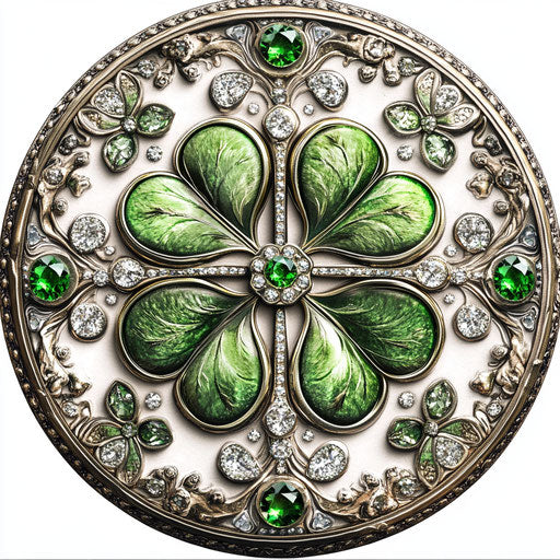 Shamrock and leprechaun hat with emerald jewels