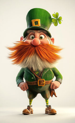 Leprechaun, Saint Patrick's Day theme, Disney cartoon style, caricature-like