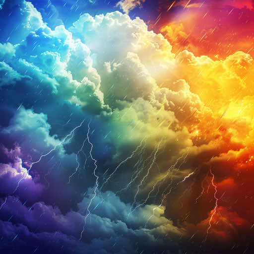 Weather illustration with flat random color background