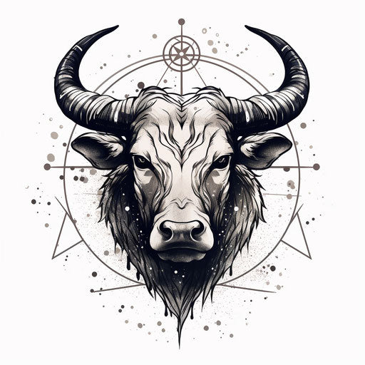 Taurus tattoo on white background