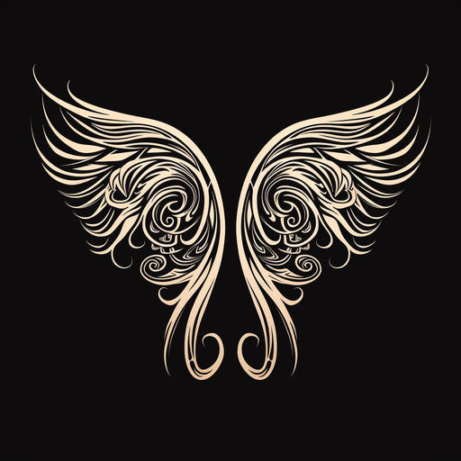 Tribal wing tattoo, wing designs in symbolic style