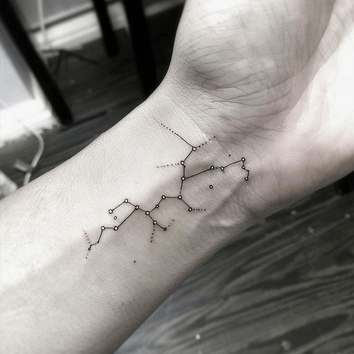 Minimalistic tattoo sketch of Scorpio constellation