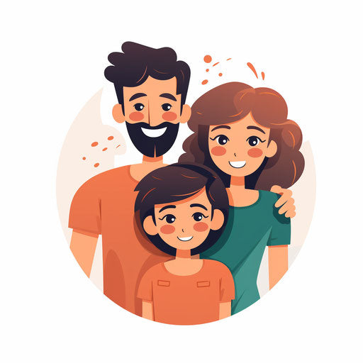 Minimalist family illustration on white background