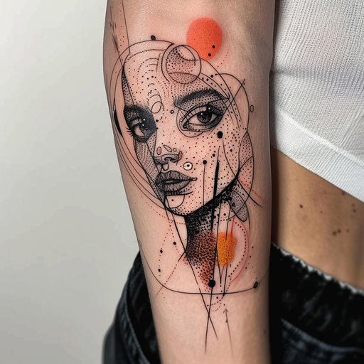Freckle tattoos with futuristic designs