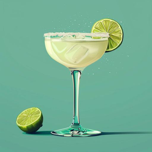 Photo-realistic margarita clipart on flat teal background