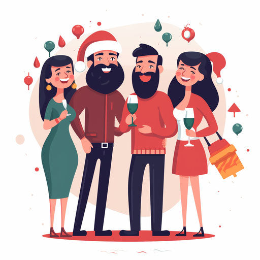 Christmas party clipart in Minimalist style on white background