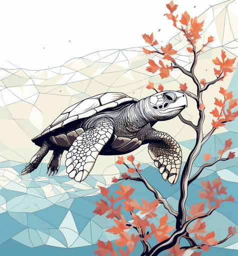 Turtle on coral vine