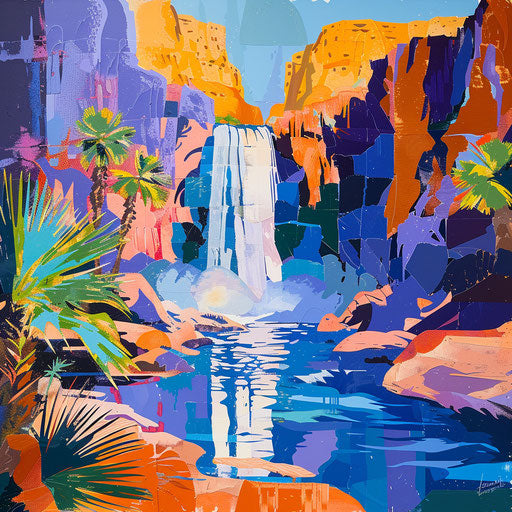 Havasu Falls with abstract desert elements and bold colors