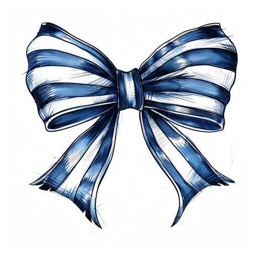 Sketch of nautical clipart tattoo of a bow with navy blue and white stripes