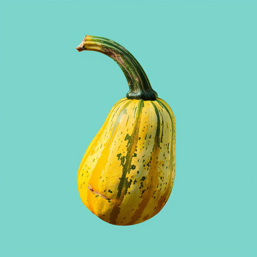 Realistic squash clipart on a flat, serene aqua background