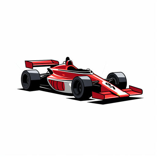 Minimalist style race car clipart on white background