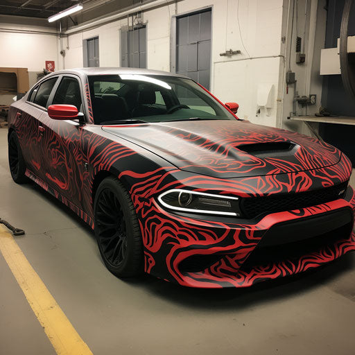 Custom designed decals following the contours of the car
