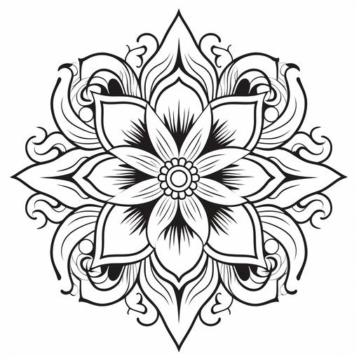 Mandala with flowers coloring pages for adults
