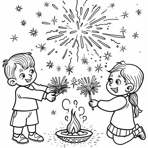 Children lighting sparklers during Diwali celebrations