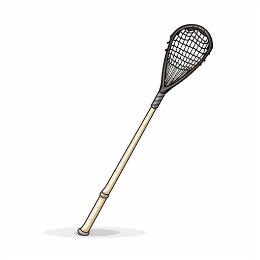Minimalist lacrosse stick artwork on white background