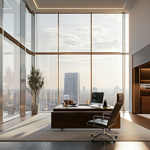 Corner office of the modern and minimalist CEO