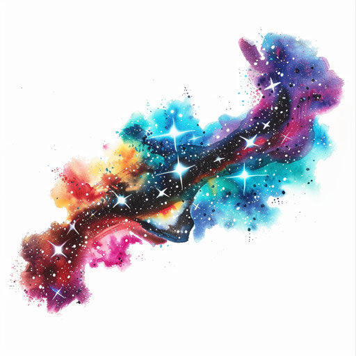 Galaxy graffiti-style tattoo, vibrant and edgy