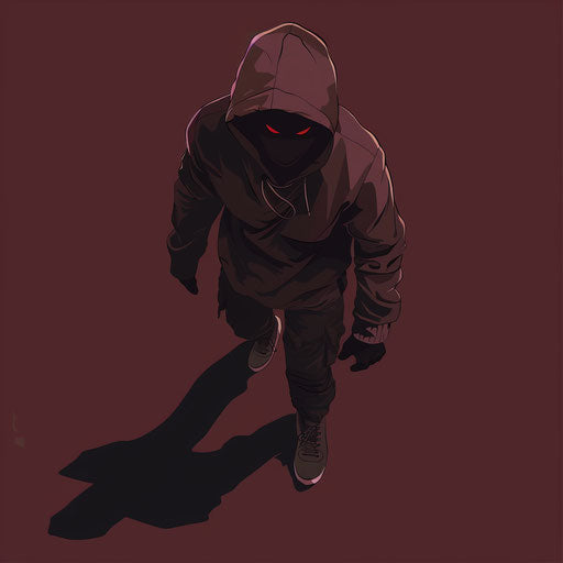Flat maroon background with realistic robber clipart