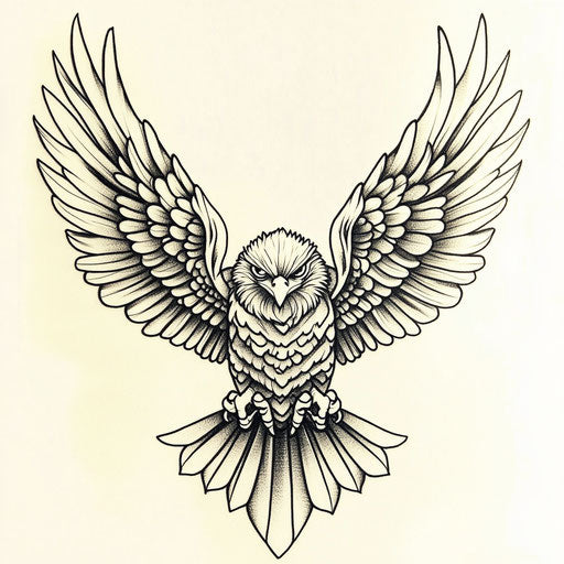 Stylized forearm tattoo with eagle in clipart style