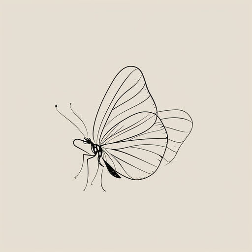 Single-line butterfly, minimalist black on pale grey