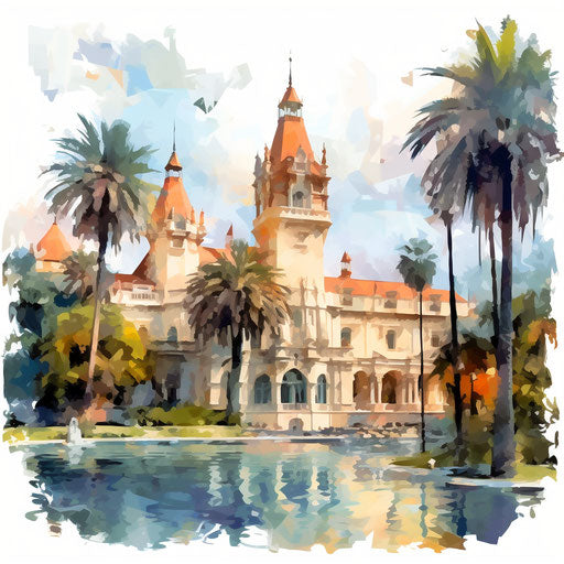 Palace clipart in the style of Impressionistic Art