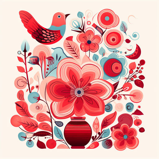 Red clipart in the style of Pastel Colors Art, on a white background