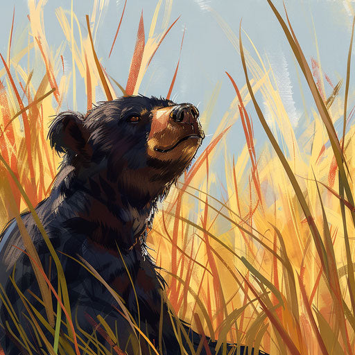 Sun bear in tall grasses
